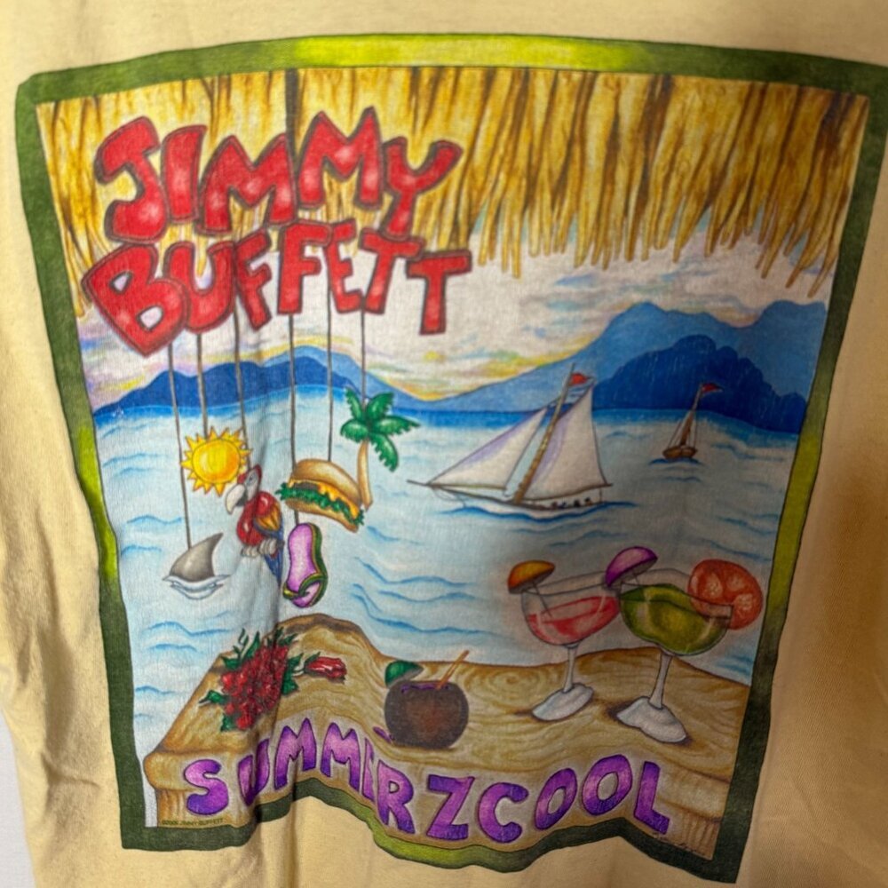 Jimmy Buffett Summerzcool Tour Yellow Graphic T-Shirt L Gildan Heavy Cotton 2009 - Picture 3 of 8